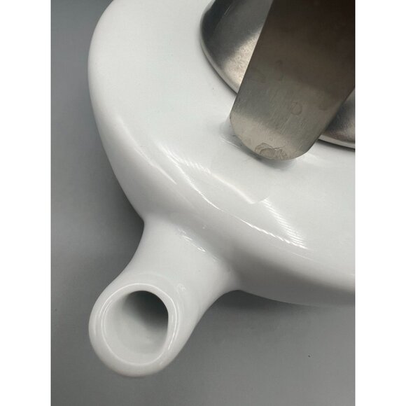 Zero Japan Zen Teapot Kettle 4 Cup White Porcelain Stainless Lid & Handle* - Picture 5 of 13